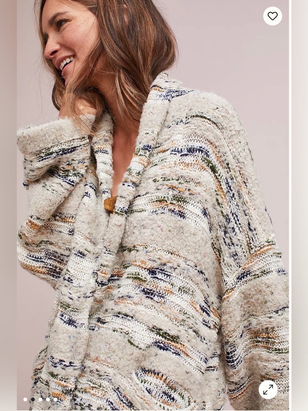 Anthropologie Moth Chloe Knit Open Cardigan Sweater Neutral Cream Boho XL $199